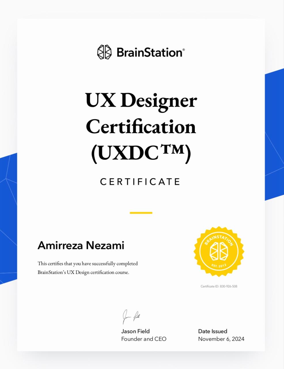 UX Designer Certificate
